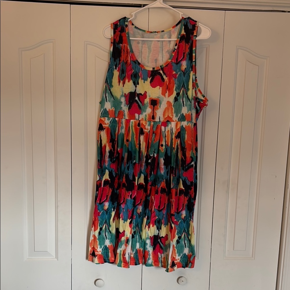 Colorful Sleeveless Dress Size 3XL NWOT